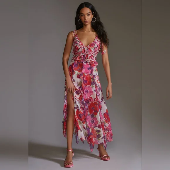 sachin and babi light blue dress Yellow Chiffon Long Sleeve Pleated Maxi Dress – PinkBlush main image 1